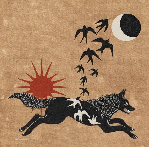 Cottagecore Illustration, Mental Alchemy, Native American Wolf, Linocut Printmaking, Podcast Host, Canine Art, 다크 판타지, Flash Art, Wolf Art