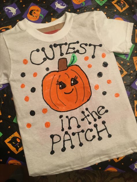 Cutest pumpkin in the patch DIY kids halloween shirt Diy Halloween Shirts For Kids Paint, Diy Halloween Shirts For Kids, Puffy Paint Shirts, Customizable Halloween T-shirt, Diy Kids Shirts, Halloween Toddler Shirts, Diy Halloween Shirts, Halloween Shirts For Toddlers, Toddler Halloween Shirts