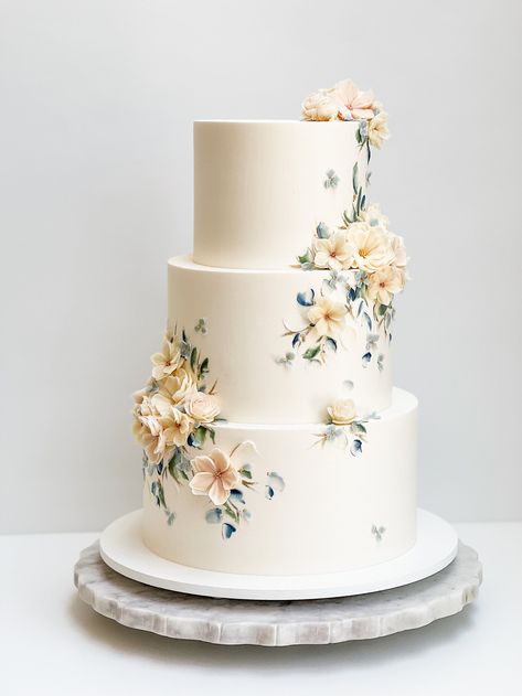 Portfolio | LILA Cake Shop Wedding Cake With Buttercream Flowers, Wedding Cake Buttercream Flowers, Wedding Cake With Buttercream, Wedding Cake With Cupcakes, Beaufort Wedding, Wedding Cakes And Cupcakes, Italian Wedding Cakes, Spring Wedding Cake, Pretty Wedding Cakes