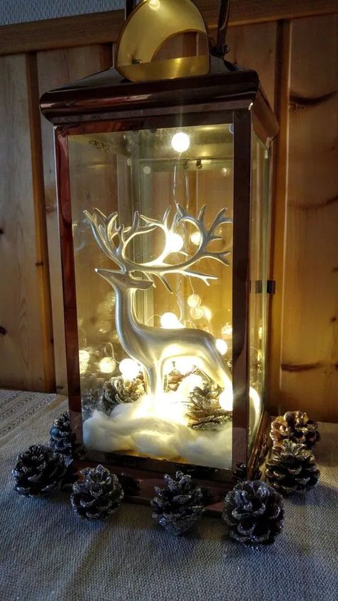 Christmas Lantern Decor Ideas, Christmas Lantern Ideas, Diy Christmas Lantern, Christmas Gala, Lantern Christmas Decor, Large Lantern, Lantern Decor, Lantern Christmas, Classic Christmas Decorations