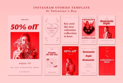 Heart Branding Design, Valentines Graphic Design, Valentine Graphic Design, Valentine Social Media, Heart Branding, Valentines Social Media, Love Template, Instagram Stories Template, Stories Design