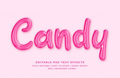 Candy 3d text style effect Premium Psd | Premium Psd #Freepik #psd #food Candy Graphic Design, Text Effects Illustrator, Candy Typography, Cool Text Design, Text Effects Photoshop, Candy Font, Type Effects, Text Photoshop, Candy Graphic