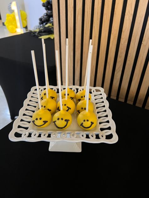 Smiley Face Birthday Party Cake, Checkered Cake Pops, Smiley Face Cake Pops, Smiley Cake Pops, Retro Smiley Face Birthday Cake, Smiley Face Smash Cake, Happy Face Cake Pops, One Happy Dude Cake Pops, Sprinkle Smiley Face Cake