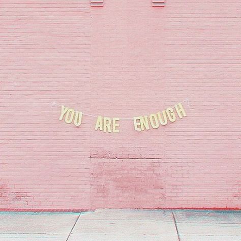 You are enough  Garland on pink brick wall background Minako Aino, Inspiring Photography, Pink Wall, Visual Statements, You Are Enough, Infp, Pretty Words, Pink Aesthetic, The Words