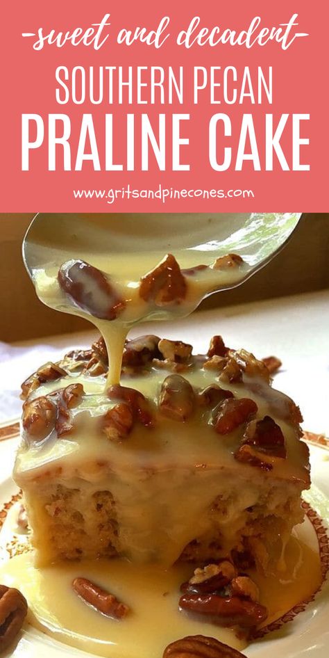 Southern Pecan Praline Cake, Praline Frosting, Pecan Praline Cake, Condensed Milk Cake, Praline Cake, Bundt Recipes, Coconut Pecan Frosting, Pecan Praline, Butter Pecan Cake