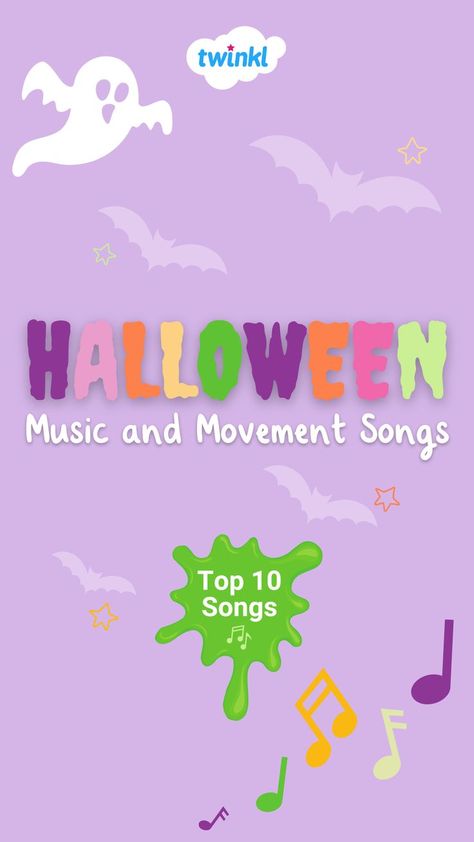 Top 10 spook-tacular Halloween music and movement songs for children. Preschool Halloween Music And Movement, Halloween Music And Movement Preschool, Halloween Music For Kids, Halloween Lesson Plans, Movement Preschool, Halloween Activities Preschool, Movement Songs, Halloween Lesson, Songs For Children