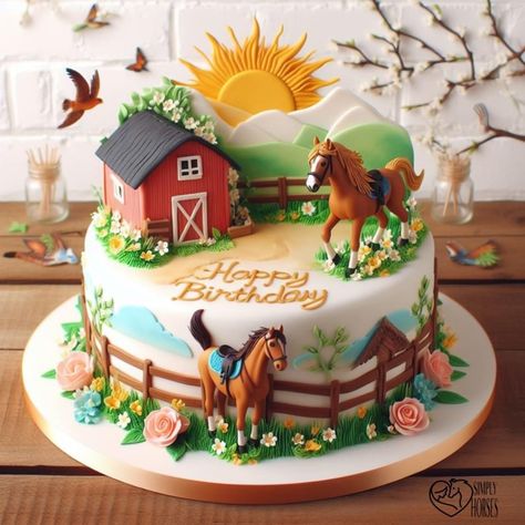 Cake With Horses Birthday, Spirit Horse Cake, Birthday Cake Horse, Cake Horse, Horse Cakes, Horse Birthday Cake, Torte Creative, Cowgirl Cakes, Cake Designs For Kids