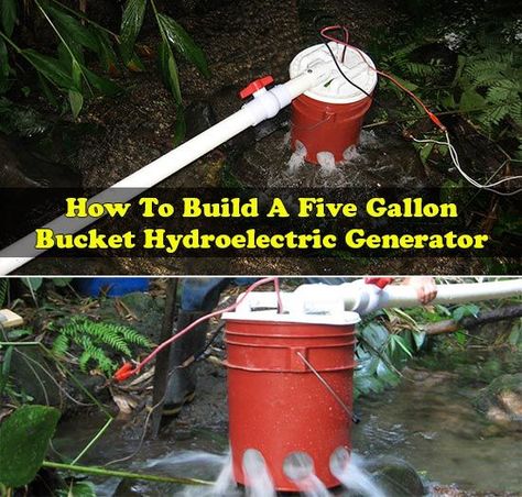 Hydroelectric Generator, Five Gallon Bucket, Off Grid Survival, Alternative Energy Sources, Survival Life Hacks, Off Grid Solar, Prepper Survival, Hydro Electric, Energy Projects