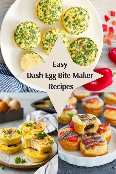 Easy Dash Egg Bite Maker Recipes, Dash Egg Bite Maker Recipes Mini Dash Egg Recipes, Dash Maker Recipes, Dash Mini Recipes, Egg Beaters Recipes, Egg Bite Maker Recipes, Dash Egg Bite Maker Recipes, Egg Bite Recipes, Breakfast Egg Bites, Breakfast Potluck