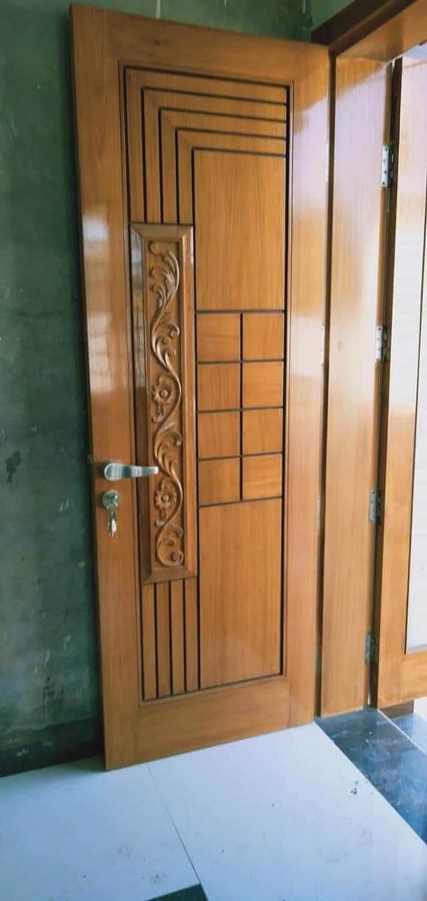 Top 35 Modern And Beautiful Wooden Main Door Design Ideas - Engineering Discoveries Teak Wood Main Door Design Entrance Modern Single Door Indian, Maindoors Design Indian, Indian Main Door Designs, Single Main Door Designs, Wooden Gate Designs, Latest Door Designs, Gate Images, Wooden Door Entrance, Modern Wooden Doors