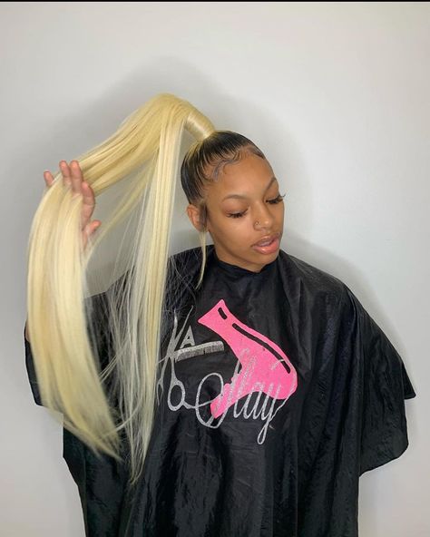 Blonde Ponytail Black Women, Light Hairstyles, Blonde Weave Hairstyles, Ponytail Black Women, Blonde Gray Hair, Ponytail Hairstyles For Black Women, Ponytail Weave, Ponytail High, Black To Blonde Hair