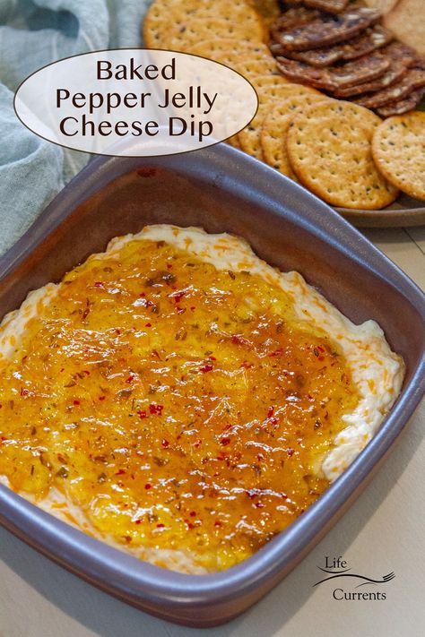 Indulge in a delightful blend of sweet and savory with this easy baked Pepper Jelly Cheese Dip. This appetizer recipe offers a perfect balance of creamy cheese and zesty pepper jelly, creating a flavorful twist that's sure to elevate your snacking experience. Healthy Snacks Party Appetizers, Baked Chip Dip, Lake Dip Recipe, Cheese Dip With Pepper Jelly, Uses For Pepper Jelly, Tailgate Dip Recipes, Pepper Jelly Dip Recipes, Appetizers With Pepper Jelly, Creamy Dips Appetizers