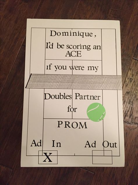 Tennis Promposal Tennis Promposal Ideas, Promposal Ideas Tennis, Tennis Hoco Proposals Ideas, Tennis Homecoming Proposal Ideas, Tennis Prom Proposal, Tennis Themed Hoco Poster, Tennis Hoco Signs, Tennis Themed Prom Proposal, Tennis Homecoming Proposal