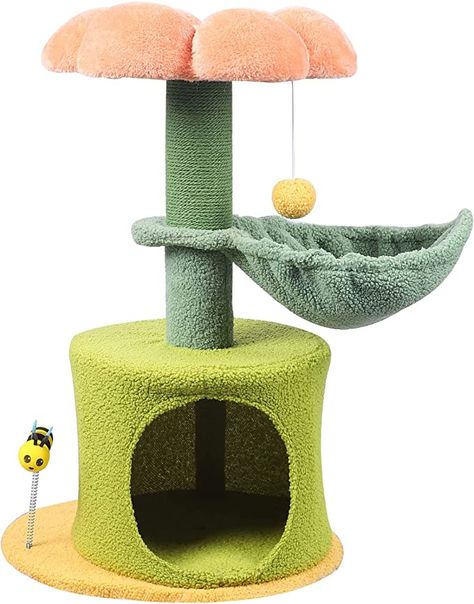 Small Cat Tower, Meadow Bedroom, Cute Cat Tree, Flower Cat Tree, Small Cat Tree, Getting A Kitten, Bedroom Theme, Cat Climbing Frame, Theme Inspiration