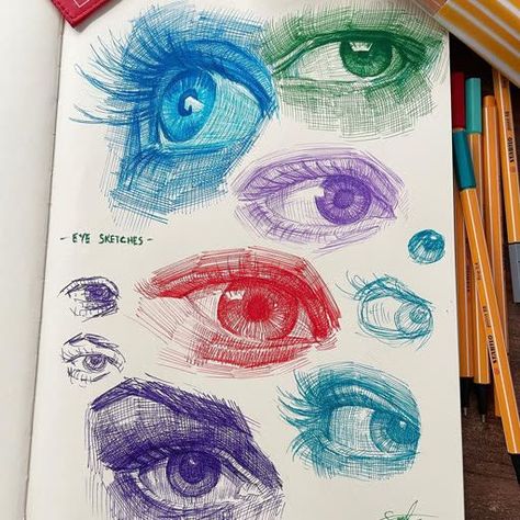 Cool Colorful Drawings, Pen Color Drawing, Color Fineliner Art, Ap Drawing Portfolio Ideas, Pencil Colours, Colored Fineliner Art, Art Colour Pencil, Colour Pen Drawing Ideas, Coloured Fineliner Art