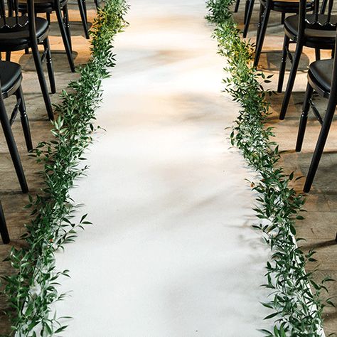 Wedding Arch Olive Branch, Garland Aisle Runner, Rustic Church Wedding, Wedding Isle Runner, Church Wedding Decorations Aisle, Simple Church Wedding, Church Aisle Decorations, Wedding Church Aisle, Wedding Church Decor