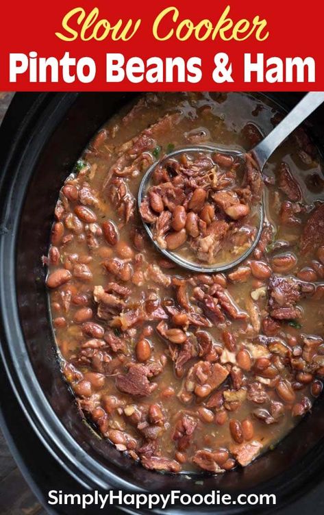 Crockpot Pinto Beans With Ham Hock, Pinto Bean Recipes Crockpot, Pinto Beans In The Crock Pot, Pinto Beans And Ham, Crockpot Pinto Beans, Slow Cooker Pinto Beans, Pinto Bean Soup Recipes, Crockpot Ham And Beans, Beans Recipe Crockpot