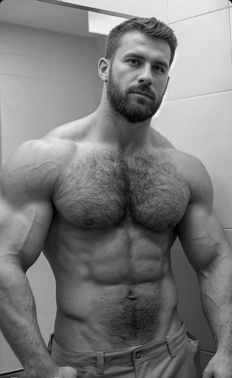 Masculine Men Muscle, Men Chest Hair, Grey Bearded Men, Man Physique, Tattooed Guys, Male Bodybuilders, Vintage Muscle Men, Muscle Bodybuilder, Male Muscle