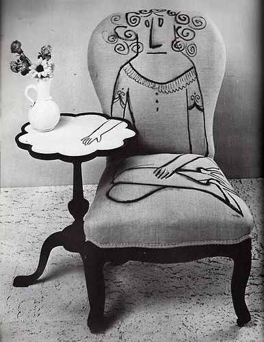 Saul Steinberg.  Just Classic.  http://www.improvisedlife.com/2011/06/21/drawing-on-furniture-like-saul-steinberg/ Saul Steinberg, نباتا�ت منزلية, Old Chair, Painted Chairs, Funky Furniture, Take A Seat, A Chair, A Drawing, Unique Furniture