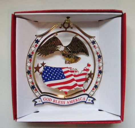 God Bless America Christmas ORNAMENT Patriotic Eagle USA Flag ** Check out the image by visiting the link. Patriotic Christmas Ornaments, Patriotic Ornaments, Brass Christmas Ornaments, Tree Dazzler, Usa Eagle, Patriotic Eagle, American Flag Eagle, Patriotic Christmas, Brass Ornaments