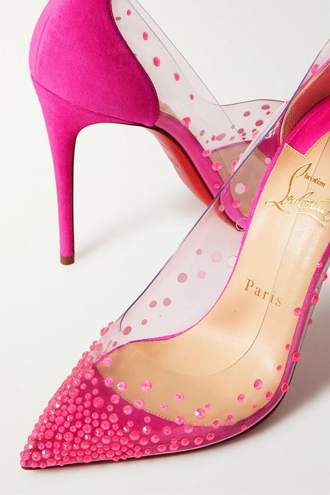 Christian Louboutin Shoes Pumps, Neon Pink Heels, Christian Louboutin Heels, Louboutin Heels, Fancy Shoes, Red Sole, Pink Heels, Pink Shoes, Heels Pumps