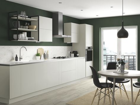 Richmond pebble grey True Handleless | Benchmarx Kitchens & Joinery Pebble Grey Kitchen, Pebble Kitchen, Benchmarx Kitchen, Handleless Kitchen, Ideal Kitchen, Kitchen Range, Loft Living, Pebble Grey, Grey Kitchens