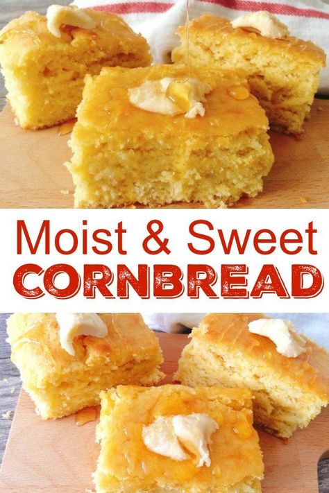 Sweet Moist Cornbread Recipe, Sweet Moist Cornbread, Moist Cornbread Recipe, Cornbread Recipe Sweet, Moist Cornbread, Bread Sweet, Cornbread Easy, Sweet Cornbread, Cornbread Recipe