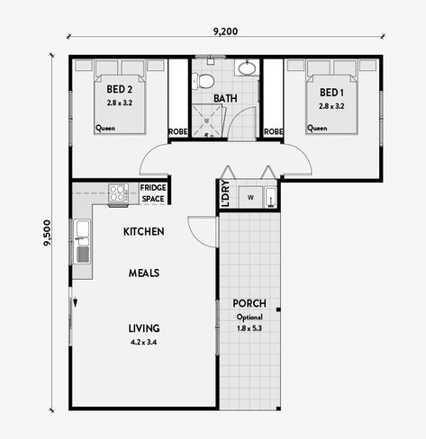 Architect Plan, Modern Granny Flat, 60 Square Metre House Plans, 60m2 House Plans, Granny Flats, Additions To House Ideas, Granny Flats Australia, Granny Flat Plans, Flat House Design