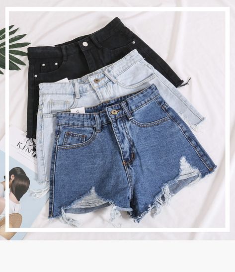 Flatlay Ideas, Y2k Aesthetic Fashion, Live Selling, Clothing Photography, Trendy Shorts, Tops Online, High Waisted Shorts Denim, Distressed Denim Shorts, Aesthetic Fashion