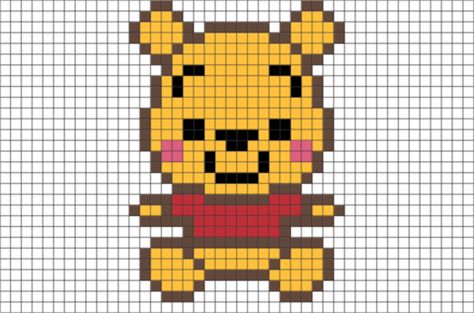 Baby Pooh Pixel Art Pooh Pixel Art, Winnie The Pooh Pixel Art, Disney Pixel Art, Pixel Art Disney, Winnie The Pooh Cross Stitch, Pooh Cross Stitch, Pixel Art Animals, Image Pixel Art, Modele Pixel Art