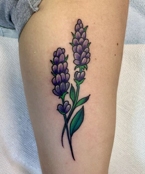 Traditional Lavender Tattoo, Birth Flower Sleeve, Line Art Tattoo Designs, Wildflower Tattoos, Tattoo Style Art, Heather Flower, Line Art Tattoo, Lupine Flowers, Lavender Tattoo