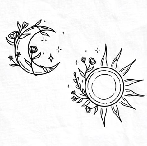 Sun Moon Tattoo, Moon Sun Tattoo, Matching Friend Tattoos, Matching Best Friend Tattoos, Tatoo Inspiration, Sigil Tattoo, Couples Tattoo Designs, Bff Tattoos, Thigh Tattoos Women