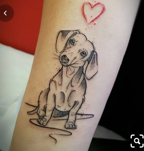 Doxie Tattoo, Daschund Tattoo, Dachshund Tattoos, Tattoos Heart, Lines Tattoo, Dachshund Tattoo, Dog Memorial Tattoos, Tattoo Line, Chic Tattoo