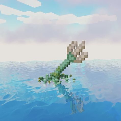 Minecraft ⛏ on Instagram: “A trident in the sea built by @mcbuild_viper 💙 What’s your favorite trident enchantment? 😎 ➖➖➖➖ Tags: #memes #minecraftmemes #explorepage…” Minecraft Mega Builds Ocean, Minecraft Underwater Statue, Trident Enchantments Minecraft, Turtle Island Minecraft, Minecraft Poseidon Statue, Sea Castle Minecraft, Minecraft Underwater Builds Ideas, Atlantis Minecraft Build, Minecraft Ocean Aesthetic