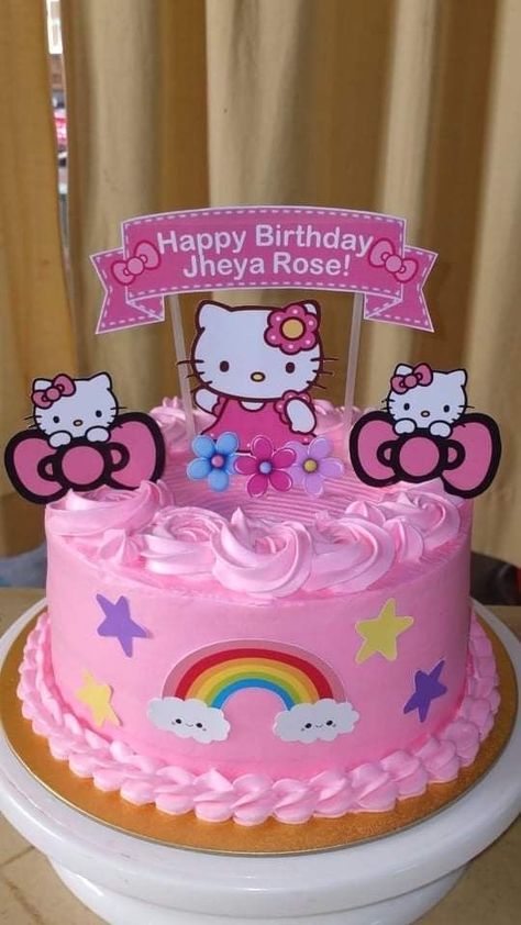 Hello Kitty Design Cake, Kue Ultah Hello Kitty Topper, Kue Ultah Hello Kitty, Hello Kitty Topper Cake Printable, Hello Kitty Cakes Birthday, Hello Kitty Cake Ideas Birthdays, Hello Kitty Cake Design Birthday, Hello Kitty Cake Topper Printable, Simple Hello Kitty Cake Design