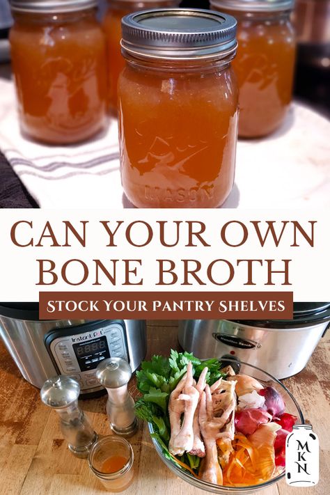 Canning Broth, Canning Bone Broth, Melissa K Norris, Homemade Chicken Broth, Make Chicken Broth, Making Bone Broth, Apple Cider Vinegar Chicken, Chicken Broth Recipes, Homemade Bone Broth