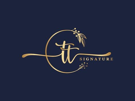 Luxury gold signature initial tt logo de... | Premium Vector #Freepik #vector #exclusive-logo #stylish-logo #luxury-logo #signature-font Gold Font Logo, Gold Logo Design Ideas, Tt Logo Design, Luxury Logo Design Gold, Decoration Logo Design, Luxury Brand Logo Design, Tailoring Logo Design Ideas, Exclusive Logo Design, Fonts For Logo