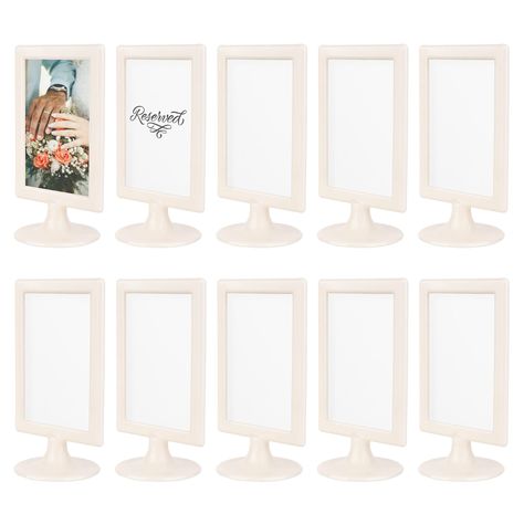 PRICES MAY VARY. Stylish & Versatile Decor - These double sided picture frames 4x6 are perfect for events & home décor. Showcase a variety of 4x6 photos in these standing frames. Ideal as table number frames for special occasions, the double sided frame allows you to easily swap images to match any theme. Transform any space with these elegant 2 sided frames, adding a touch of class and adaptability to suit any situation. Great for Business Establishments - These tabletop pedestal frames will el Standing Picture Frames, Double Sided Picture Frame, Plastic Picture Frames, Graduation Party Planning, Tabletop Picture Frames, Grad Party Decorations, 4x6 Picture Frames, Side Stand, 10 Count