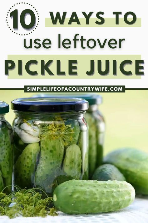 Do you have a jar of leftover pickle juice sitting in the back of your fridge? It turns out there are plenty of uses for pickle juice so you don’t need to throw it away! Today we are going to talk about some creative ways to use it up. | leftover pickle juice recipe | uses for leftover pickle juice | pickles using leftover pickle juice | how to use leftover pickle juice | what to do with leftover pickle juice | leftover pickle juice what to do | how to use leftover pickle juice Uses For Pickle Juice, Pickle Juice Recipe, Leftover Pickle Juice, Pickle Pops, Cheap Food Ideas, Pickle Juice Uses, Budget Meal Prep, Pickle Brine, Potato Salad Dressing