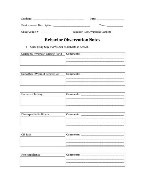 Student: ________________________________________________ Date: _________________________ Environment Description: __________________________________ Time: ___… Observation Notes For Teachers, Anecdotal Notes Template, Teacher Checklist Template, Student Observation Checklist, Student Observation Form, Teacher Observation Form, Classroom Observation Form, Iep Behavior Goal Tracking, Functional Behavior Assessment Template