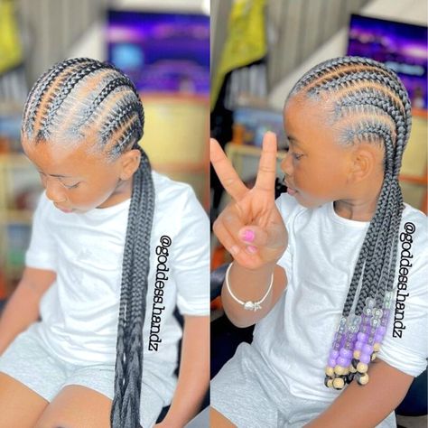 Hairstyles For 3rd Graders, Stitch Braid Hairstyles, Children Hair Styles Braids, Kiddie Braids, Hairstyle With Beads, Taylor Hairstyles, Babygirl Hairstyle, Lil Girl Hairstyles Braids, Girls Braided Hairstyles Kids