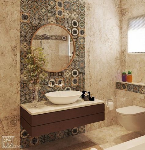 Middle Eastern Interior Design, Bathroom Tiles Design Ideas, Indian Bathroom, Pink Bathroom Tiles, Fall Bathroom Decor, Small Bathroom Interior, Washroom Decor, Architecture Bathroom, Washroom Design