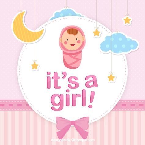 Free vector cute baby girl background in... | Free Vector #Freepik #freevector #baby-girl-announcement #baby-girl #baby-girl-card #baby-born Baby Girl Arrival Announcement, Baby Girl Arrival, Baby Girl Background, Baby Boy Background, Baby Shower Background, Its A Girl Announcement, Its A Girl, Girl Background