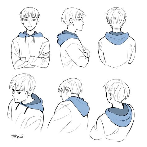 credit:miyuliart Hoodie Drawing Reference, Hoodie Drawing, Different Poses, Anime Drawings Tutorials, Drawing Clothes, Art Tutorials Drawing, Anime Poses Reference, Drawing Base, Drawing Poses