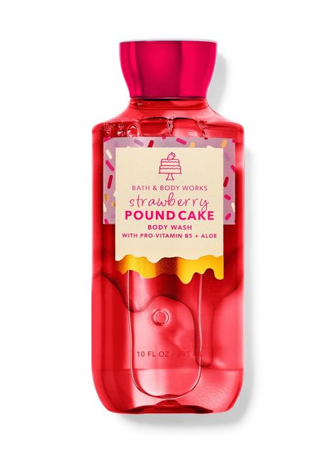 Bath And Body Works Strawberry Pound, Candy Body Wash, Bath And Body Works Strawberry, Strawberry Pound Cake, Bath Stuff, Bath & Body Works, Pound Cake With Strawberries, Hygiene Care, Hygiene Products