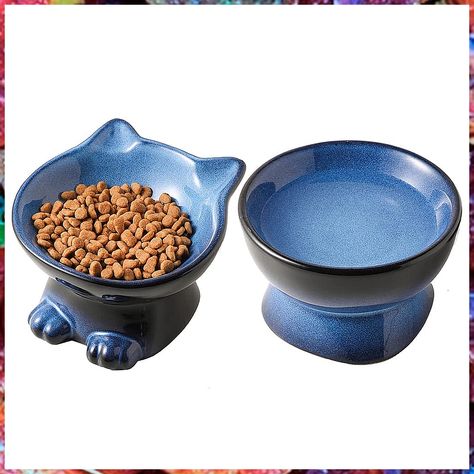 Nihow Elevated Cat/Dog Bowls Set : 5 Inch Ceramic Raised Cat Food and Water Bowl Set for Protecting Pet's Spine - Feeding & W Raised Cat Food Bowls, Cat Food And Water Bowl, Dish Design, Cat Water Bowl, Raised Dog Bowls, Cat Dishes, Cat Food Bowl, Cat Bowl, Ceramics Ideas