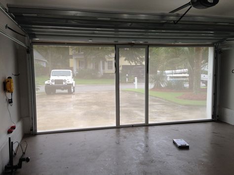 Garage Screen Door Diy, Screen Door Diy, Small Garage Organization, Garage Screen, Garage Screen Door, Diy Screen Door, Garage Floor Paint, Home Bar Accessories, Small Garage