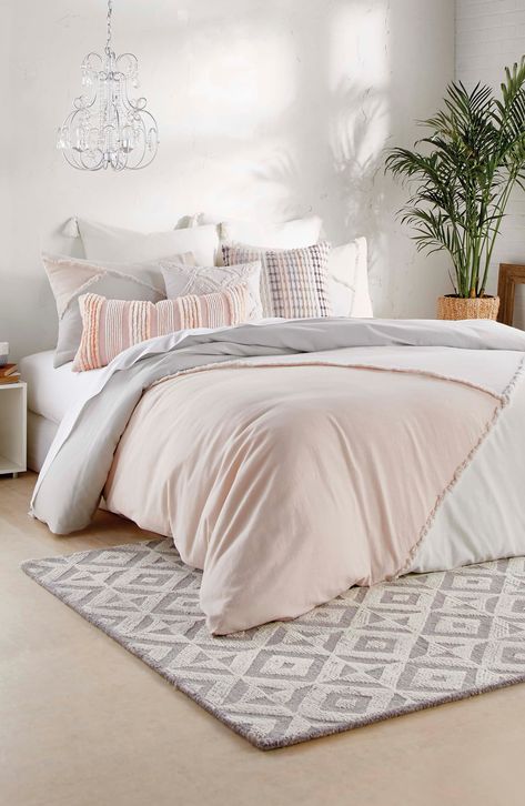 Peri Home Colorblock Comforter & Sham Set | Nordstrom Trendy Bedding, Bedroom Comforter Sets, Textured Fringe, Bloxburg Houses, Bed Comforter, Basement Bedroom, Bed Comforter Sets, Cute Bedroom Decor, Comfortable Bedroom