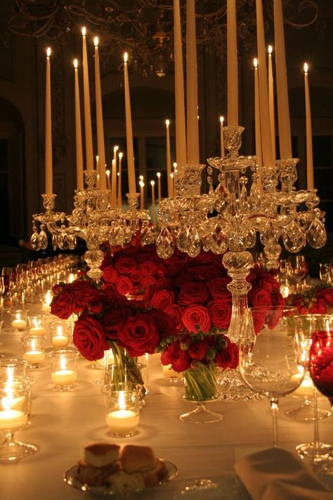 Red Wedding Reception Decorations, Red Wedding Theme Romantic, Romantic Red Wedding, Beauty And Beast Wedding, Red Wedding Theme, Quince Decorations, Red Rose Wedding, Quinceanera Decorations, Quinceanera Party