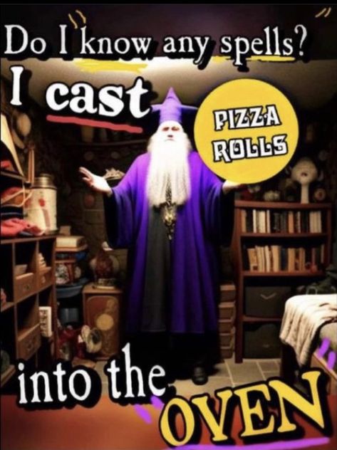 Whimsical Wizard, Magic Memes, Graphic Design Text, Evil Wizard, Pizza Rolls, Design Text, Im Going Crazy, The Wiz, Just Girly Things